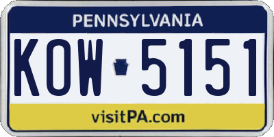PA license plate KOW5151