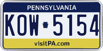 PA license plate KOW5154
