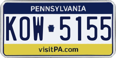 PA license plate KOW5155