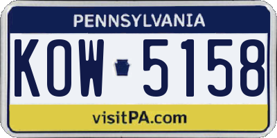 PA license plate KOW5158