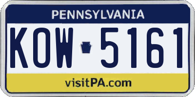 PA license plate KOW5161