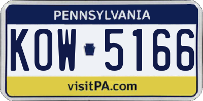 PA license plate KOW5166