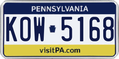 PA license plate KOW5168