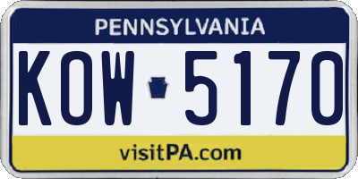 PA license plate KOW5170