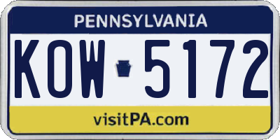 PA license plate KOW5172
