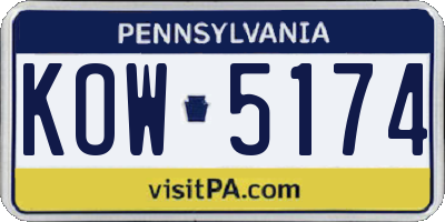 PA license plate KOW5174