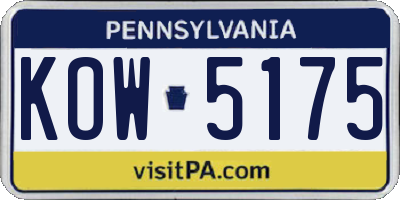 PA license plate KOW5175