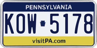 PA license plate KOW5178