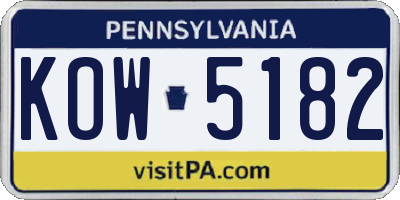 PA license plate KOW5182
