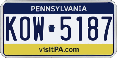 PA license plate KOW5187