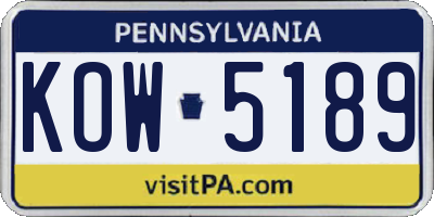 PA license plate KOW5189