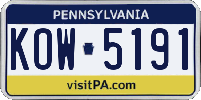 PA license plate KOW5191
