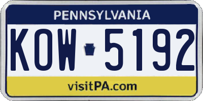 PA license plate KOW5192