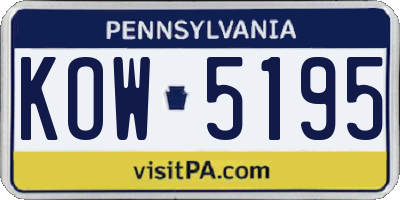 PA license plate KOW5195