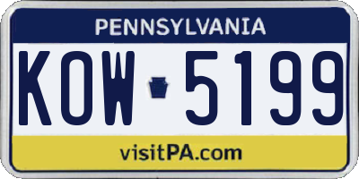 PA license plate KOW5199