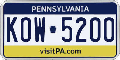PA license plate KOW5200