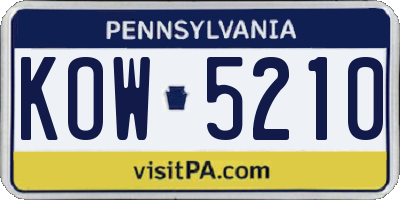 PA license plate KOW5210