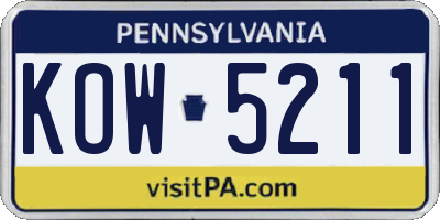 PA license plate KOW5211