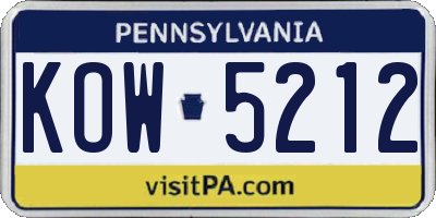 PA license plate KOW5212