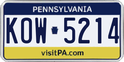 PA license plate KOW5214