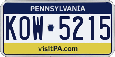PA license plate KOW5215