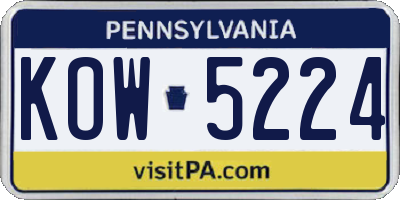 PA license plate KOW5224