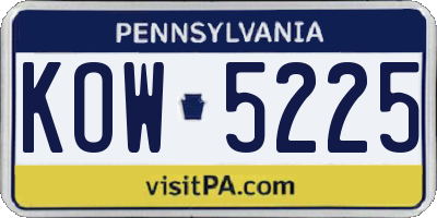 PA license plate KOW5225