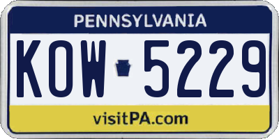 PA license plate KOW5229