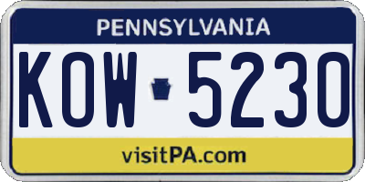 PA license plate KOW5230