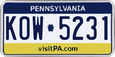 PA license plate KOW5231