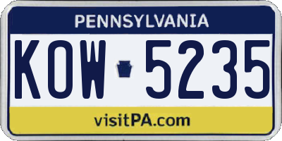 PA license plate KOW5235