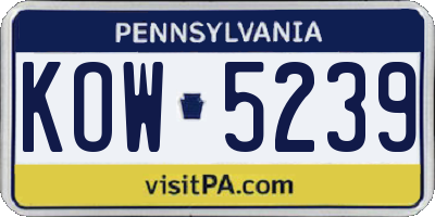 PA license plate KOW5239