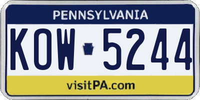 PA license plate KOW5244