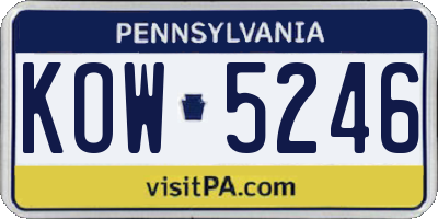 PA license plate KOW5246