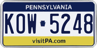 PA license plate KOW5248
