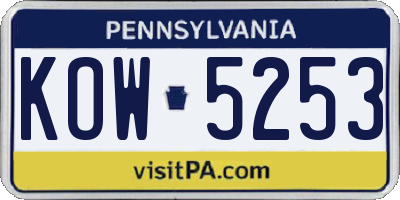 PA license plate KOW5253