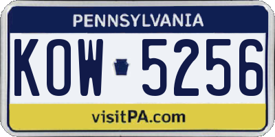 PA license plate KOW5256