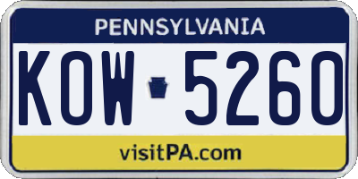 PA license plate KOW5260