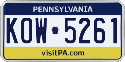 PA license plate KOW5261