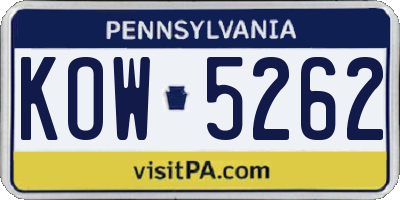 PA license plate KOW5262
