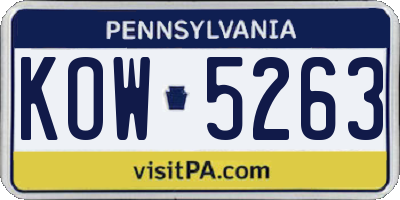 PA license plate KOW5263