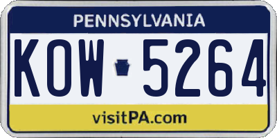 PA license plate KOW5264