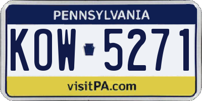 PA license plate KOW5271