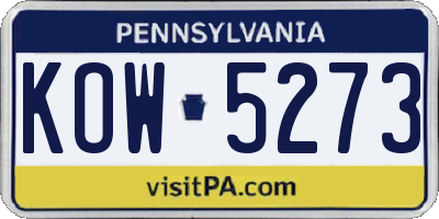 PA license plate KOW5273