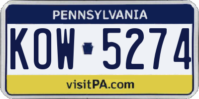 PA license plate KOW5274