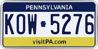 PA license plate KOW5276