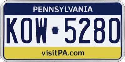 PA license plate KOW5280