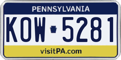 PA license plate KOW5281