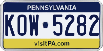 PA license plate KOW5282