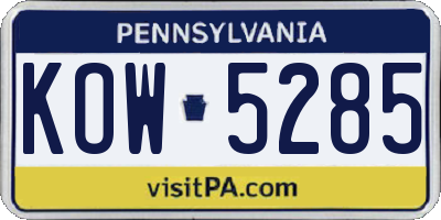 PA license plate KOW5285
